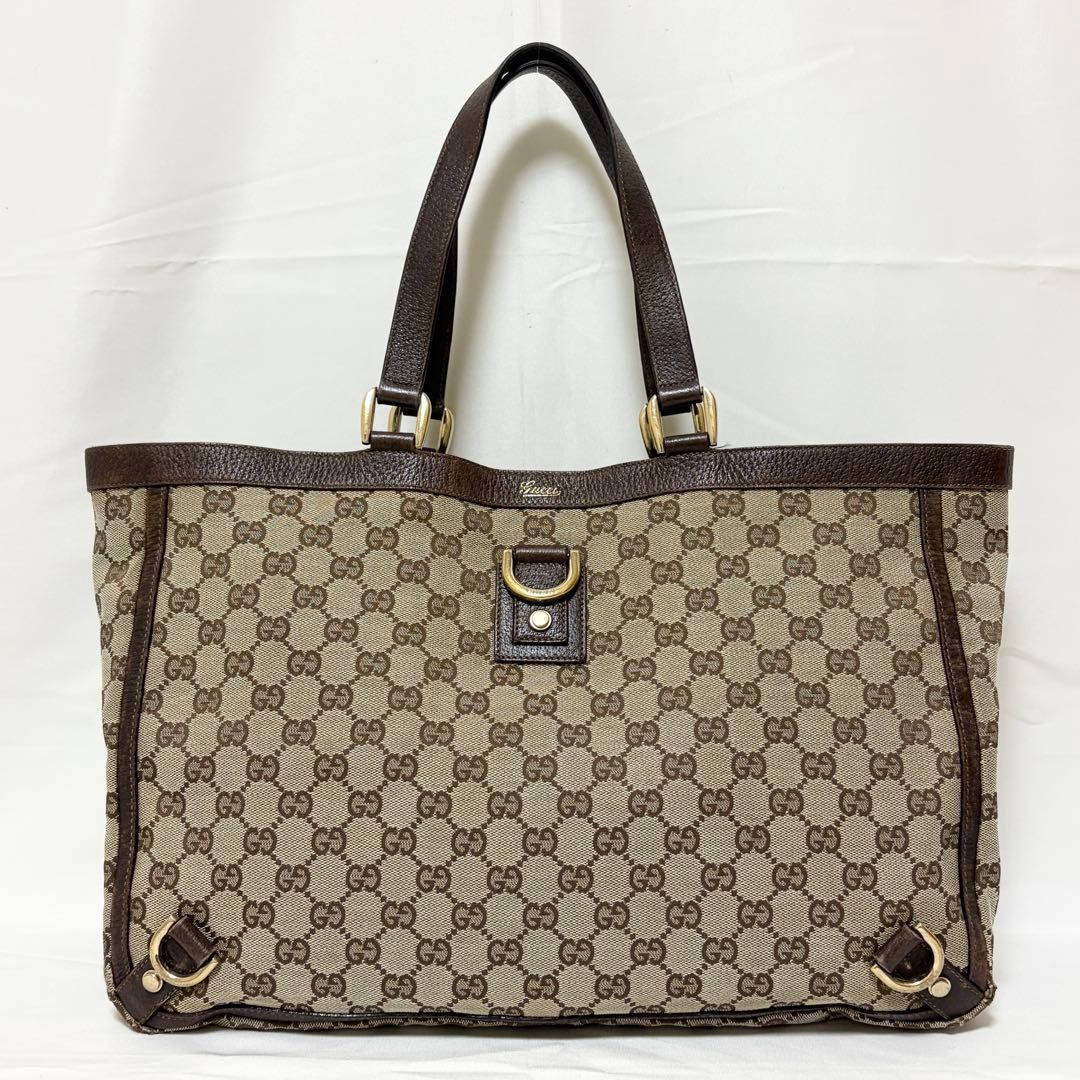 GUCCI グッチ トートバッグ アビー GGキャンバス レザー ベージュ ブラウン 141472 16,280円