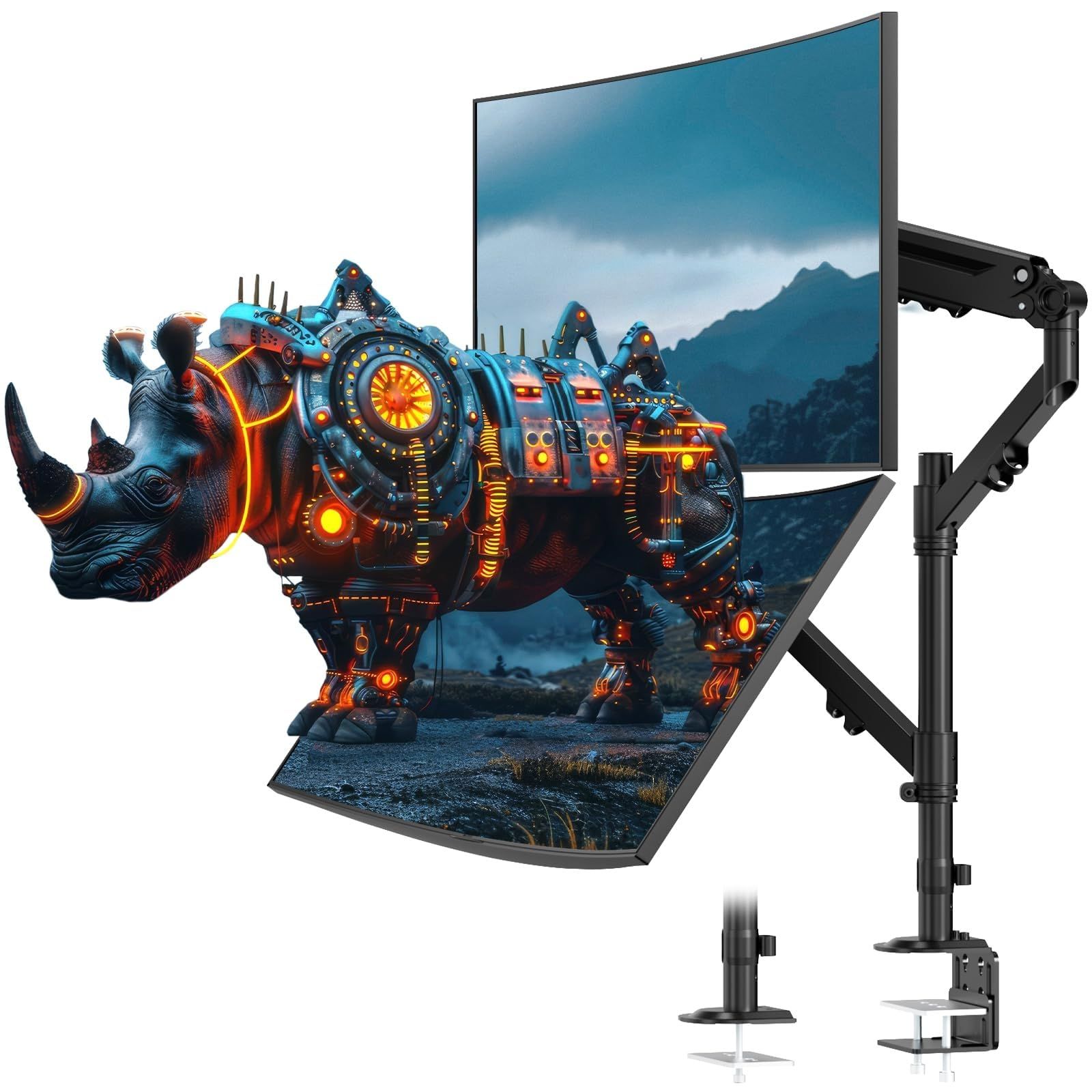 モニターアーム デュアル 液晶ディスプレイアーム 2画面 上下40インチ対応 WORLDLIFT モニターアーム デュアル 液晶ディスプレイアーム 2画面