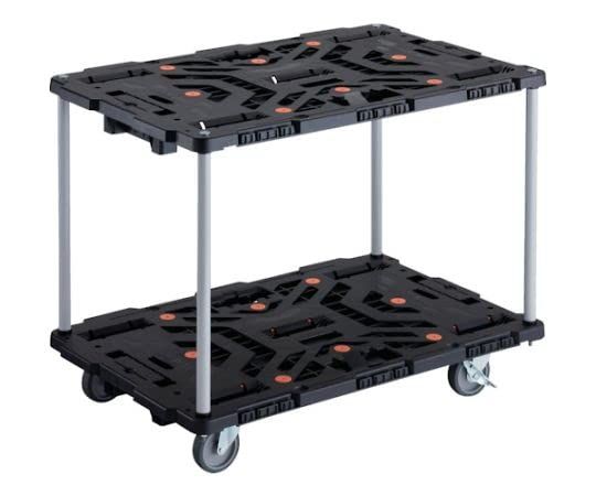 【新品・2営業日で発送】TRUSCO トラスコ中山 TRUSCO 連結式樹脂製2段台車 ビートル 900X600 自在5輪 内2輪ストッパー付 ハンドルなし (BT920J5S2E100 8000)