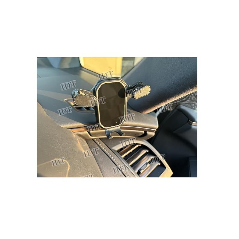 【新品】 IDT 40系 アルファード ヴェルファイア 専用 スマホホルダー 携帯電話ホルダー 角度調整 スマホケース スマホ置き 収納 ケース ホールド 車載ホルダー 簡単取り付け フォージドカーボン調 ミニウエス付き (グロスブラック)