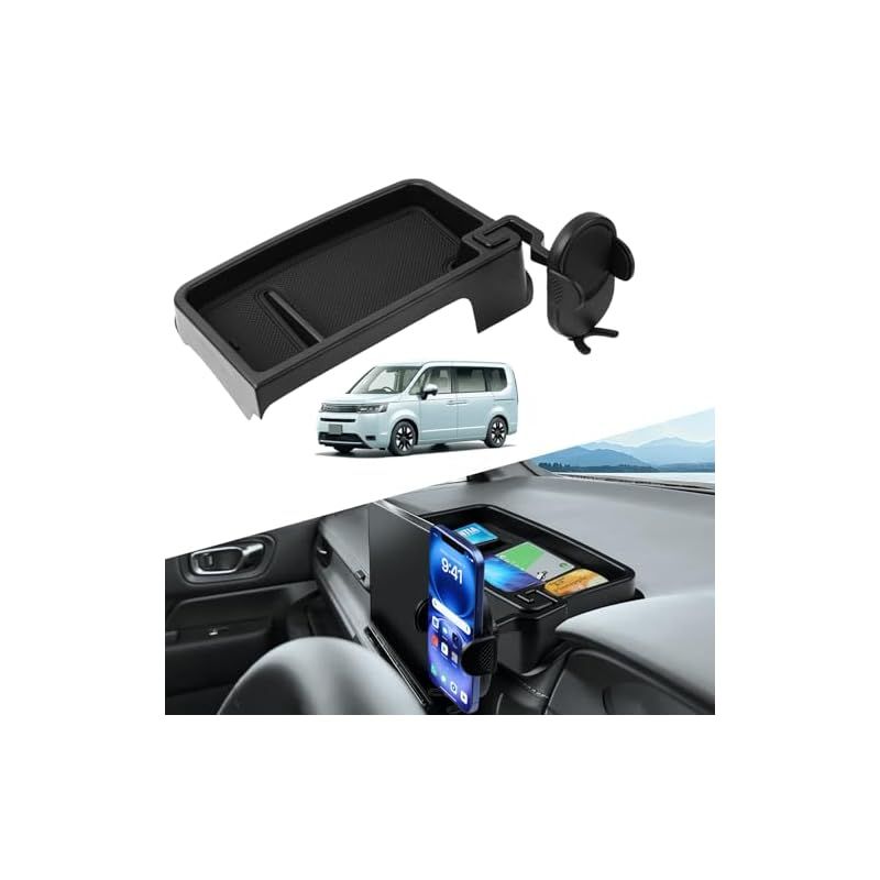 【新品】 Auto Spec ホンダ ステップワゴンRP6 RP7 RP8 スパーダ エアー に適合 ダッシュボードトレイ 3Dトレイ 車内収納ボックス 携帯ホルダー スマホホルダー付き 360度回転 2022年~ 小物入れ 車種専用設計 内装 パーツ 滑り止