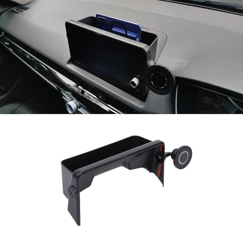 【新品】 Sauicemy ホンダ シビック 2022年に対応 車用 携帯ホルダー 多機能スマホホルダー 収納トレイ 収納ボックススマホホルダー2?1 ナビゲーション収納ボックス 強力な磁石 スインサートトレイ 電話トレイ カー用品 小物入れ 内装パーツ (マ