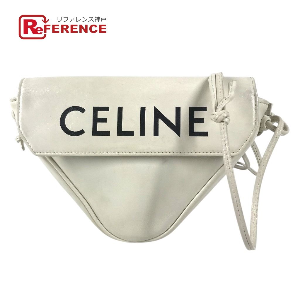CELINE セリーヌ ショルダーバッグ ロゴ トライアングルロゴ 三角 レザー ホワイト