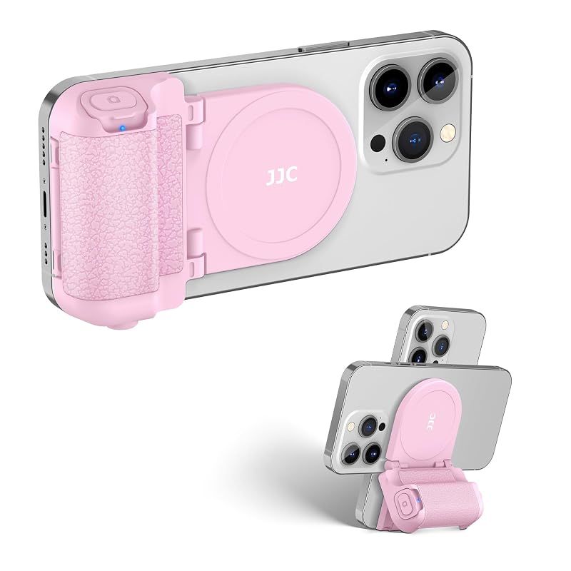 【新品】 JJC Magsafe対応 スマホグリップ 自撮りグリップ マグネット スマホホルダー スマホスタンド ワイヤレスリモコン付き スマートフォンホルダー 1/4