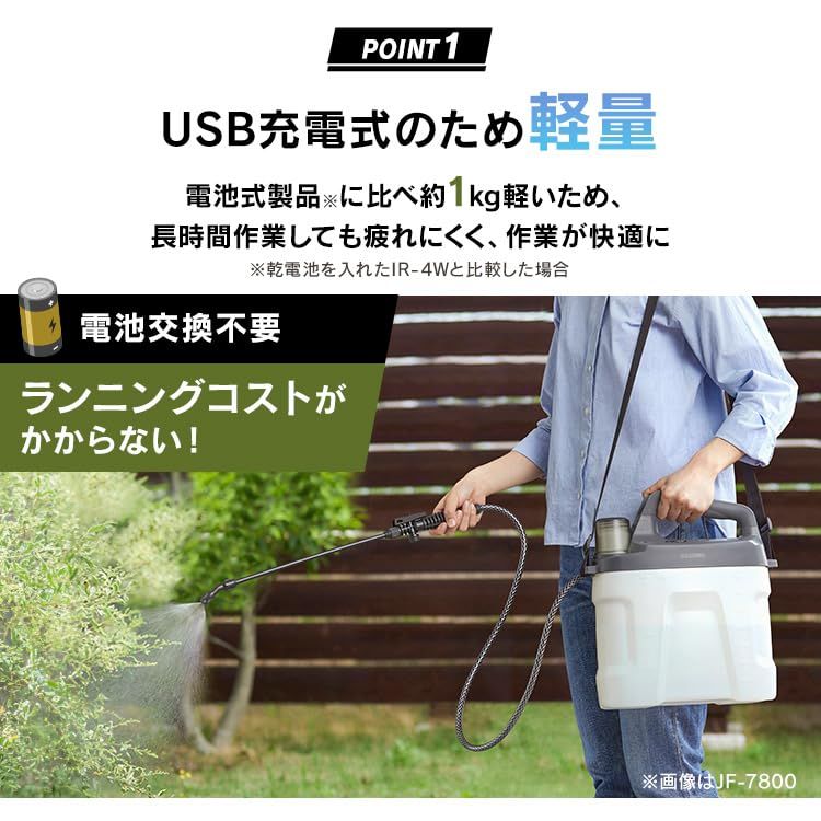 充電式噴霧器 JF-4000 ホワイト/グレー★m cfe817eb