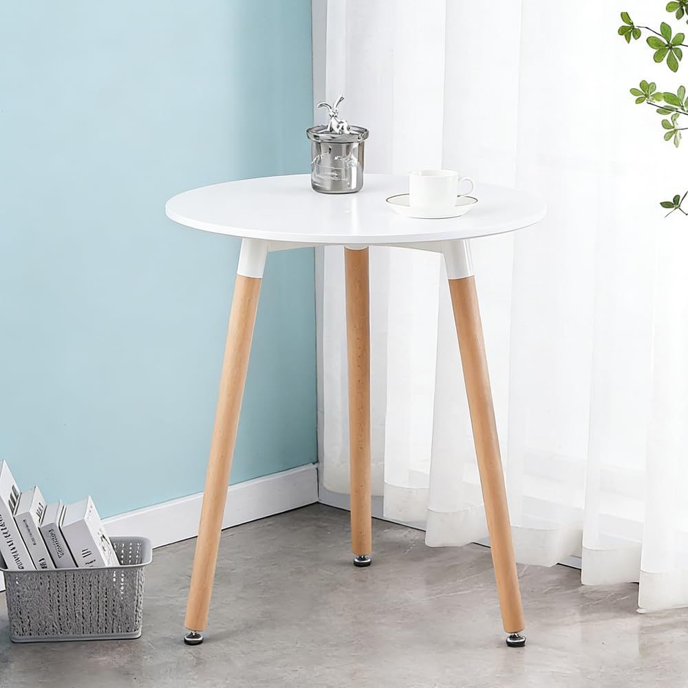 ★新品★Probasto 丸テーブル カフェテーブル イームズ ダイニングテーブル 食卓 直径約60×高さ約70cm 円形丸型 カフェ テーブル 北欧 無垢 木製（ホワイト） b1a58aa3