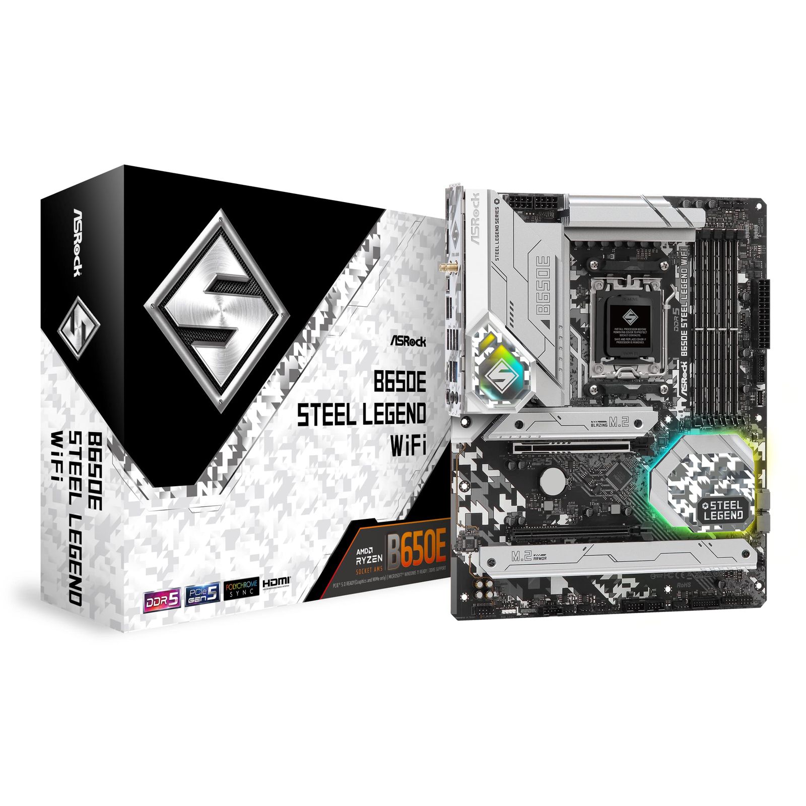新品 ASRock マザーボード B650E Steel Legend WiFi AMD Ryzen 7000 シリーズ CPU対応 (Soket AM5) B650E ATX マザーボード 【国内正規代理店品】