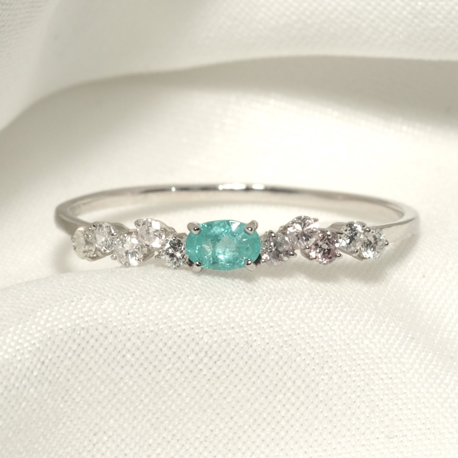 パライバトルマリン ブラジル産 リング 0.088ct D0.13ct pt900