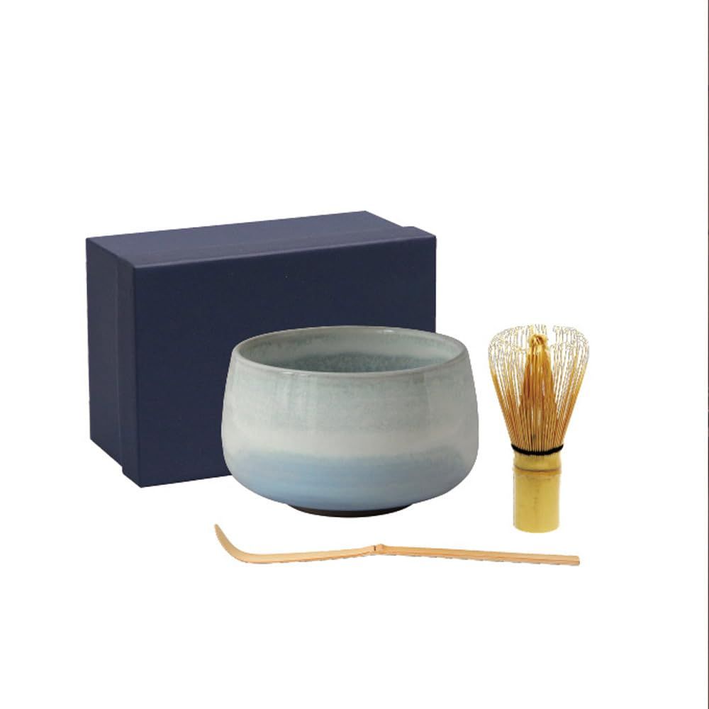 新品 ワールドクリエイト 藍花 波佐見焼 お抹茶3点セット 白銀 サイズ：約W13.5 D20 H8.5 14979