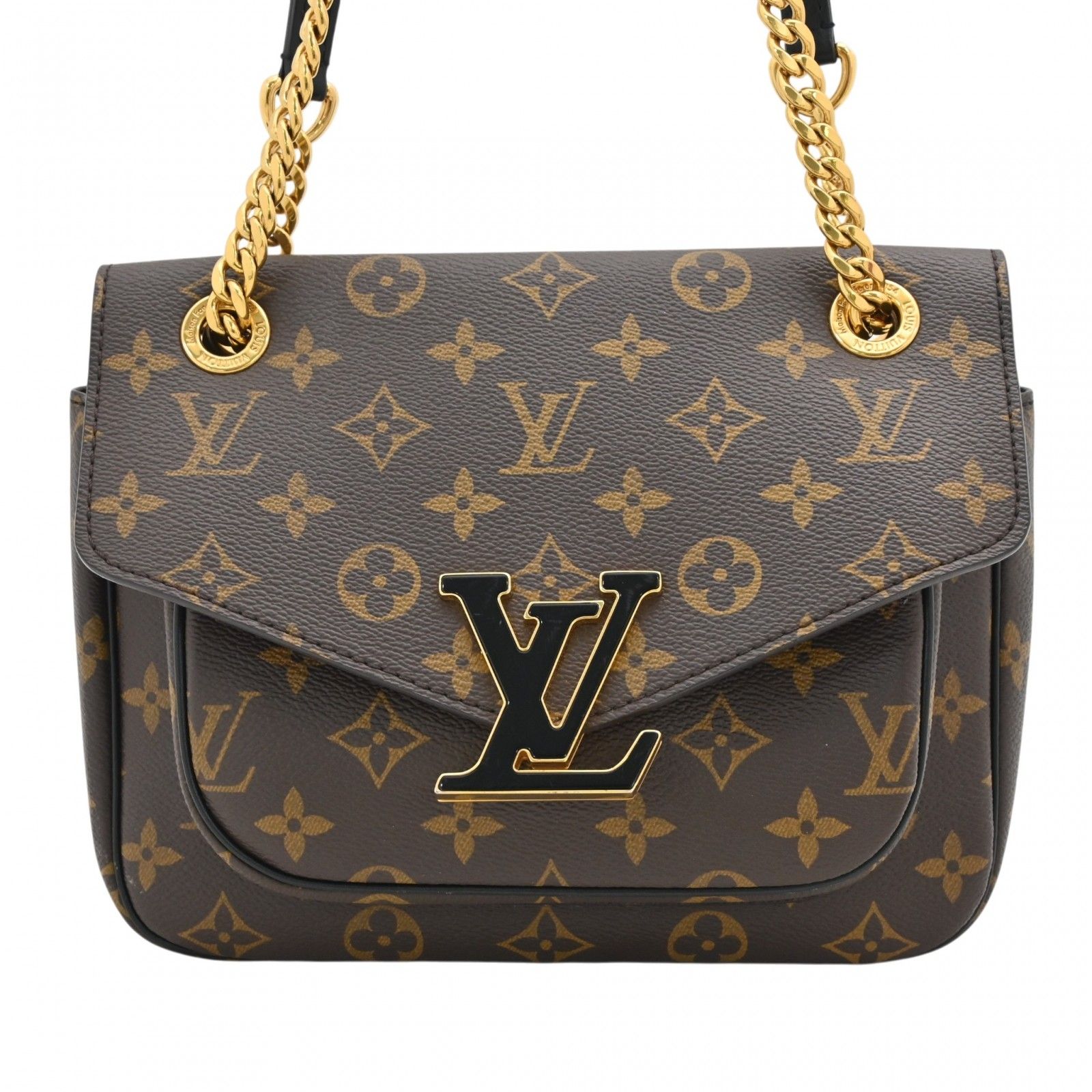 【中古】ルイヴィトン モノグラム パッシー チェーン ショルダーバッグ LV ロゴ ゴールド金具 Aランク lv87180gg