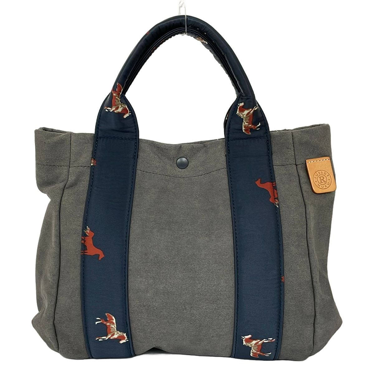 russet(ラシット) トートバッグ美品 - グレー×ネイビー×マルチ 馬