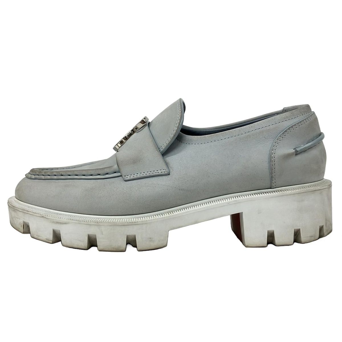CHRISTIAN LOUBOUTIN(クリスチャンルブタン) ローファー 35 1/2 レディース - ライトグレー レザー