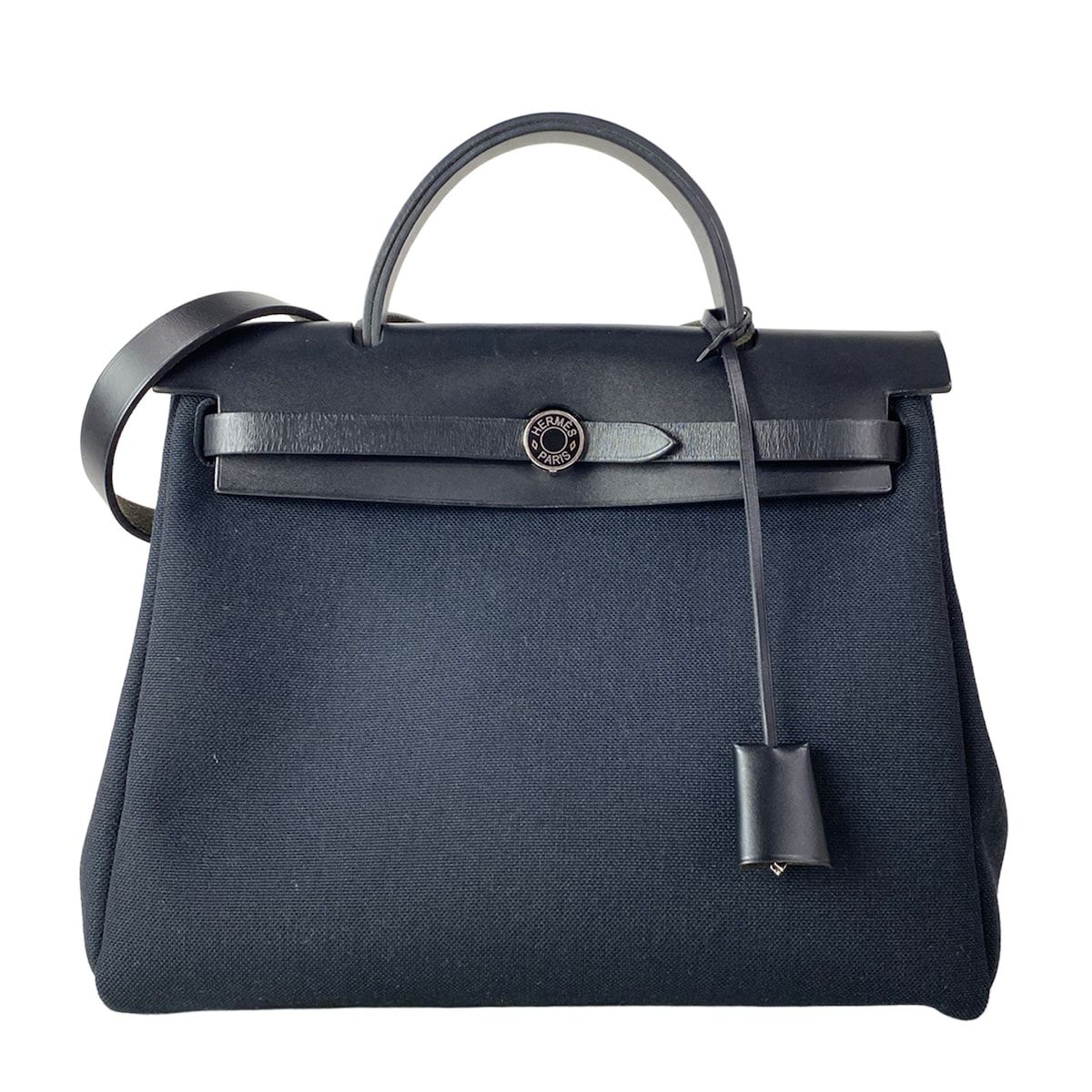 HERMES(エルメス) ハンドバッグ エールバッグジップPM 黒 シルバー金具