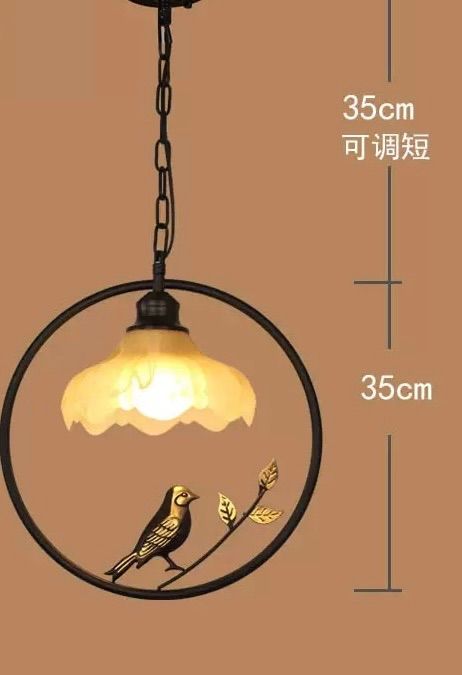 引掛けシーリング用 LED電球付きペンダントライト 北欧風 レトロ 小鳥モチーフ ブラック 吊り下げ照明