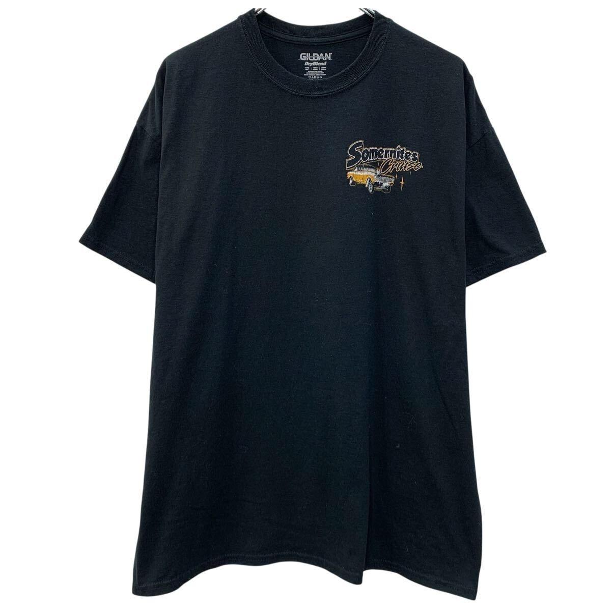 GILDAN 半袖 プリントTシャツ XL ブラック ギルダン プルオーバー 両面プリント バックプリント 車 カットソー 夏物 a807-5826