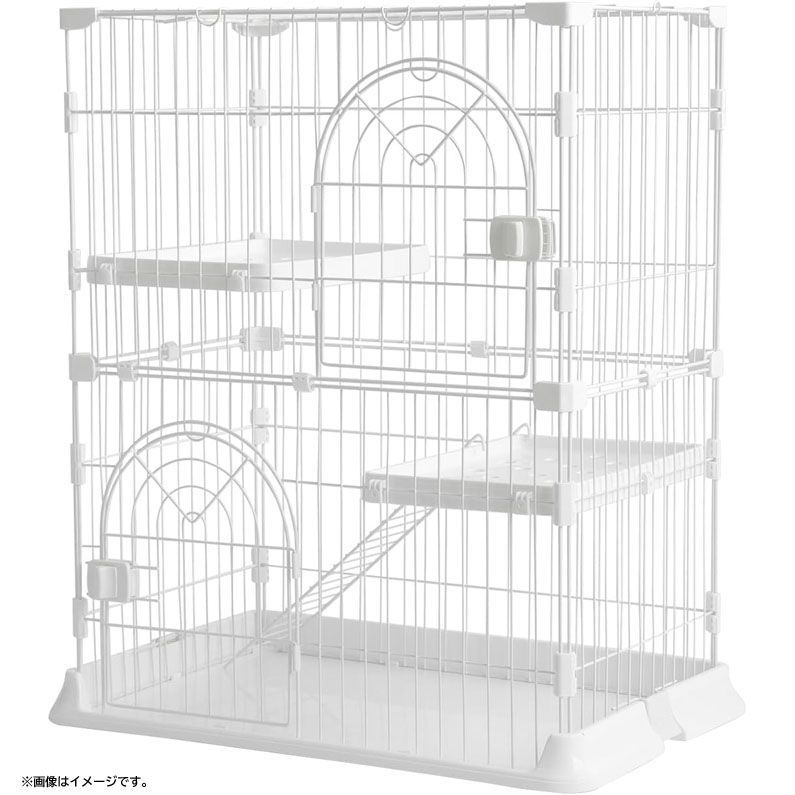 E6700◇未開封・未使用 PETTOM XO-431 猫ケージ 2段 ホワイト 幅74cm 