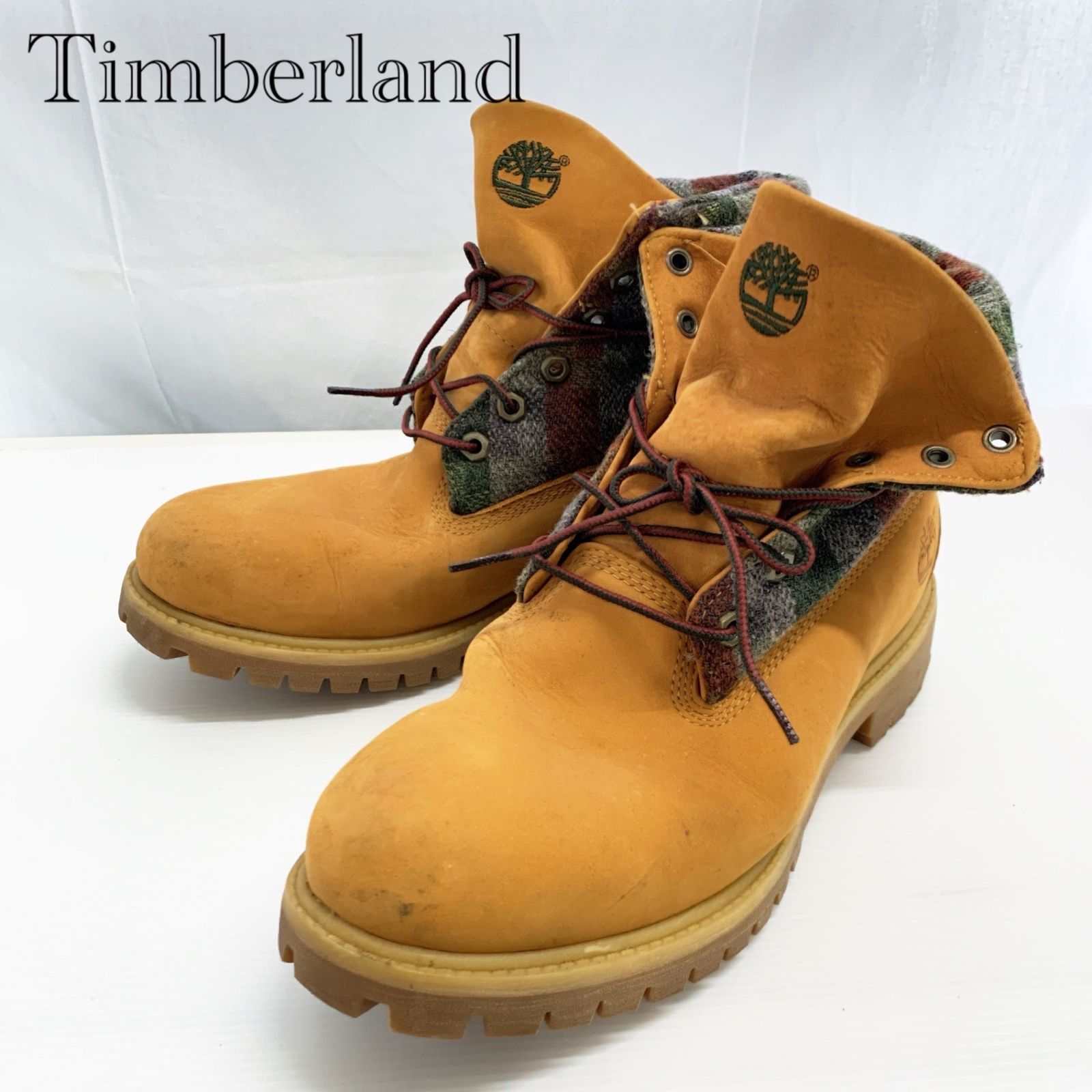【値引交渉可】 Timberland ウールリッチ　チェック柄ブーツ　サイズ10 Timberland × Woolrich ティンバーランド ウールリッチ ロールトップ