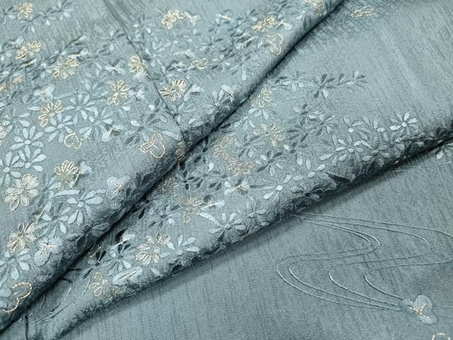 平和屋着物●訪問着　総刺繍　流水花文　金糸　正絹　逸品　未使用　DABH7398fe