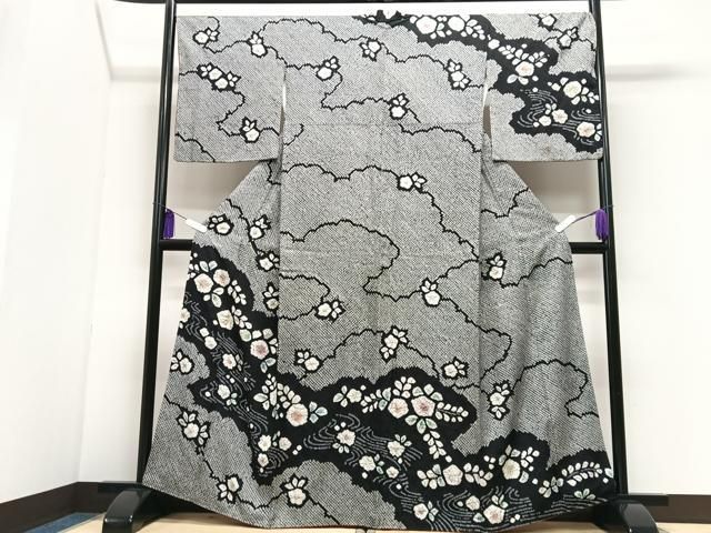 平和屋着物○訪問着 絞り 辻が花 黒地 正絹 逸品 CABI7172xe - メルカリ