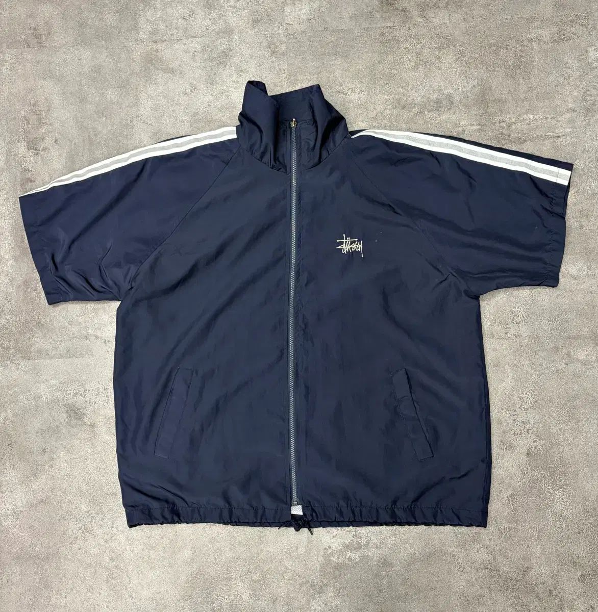 90年代 STUSSY ステューシー 半袖 ウィンドブレーカー ネイビー