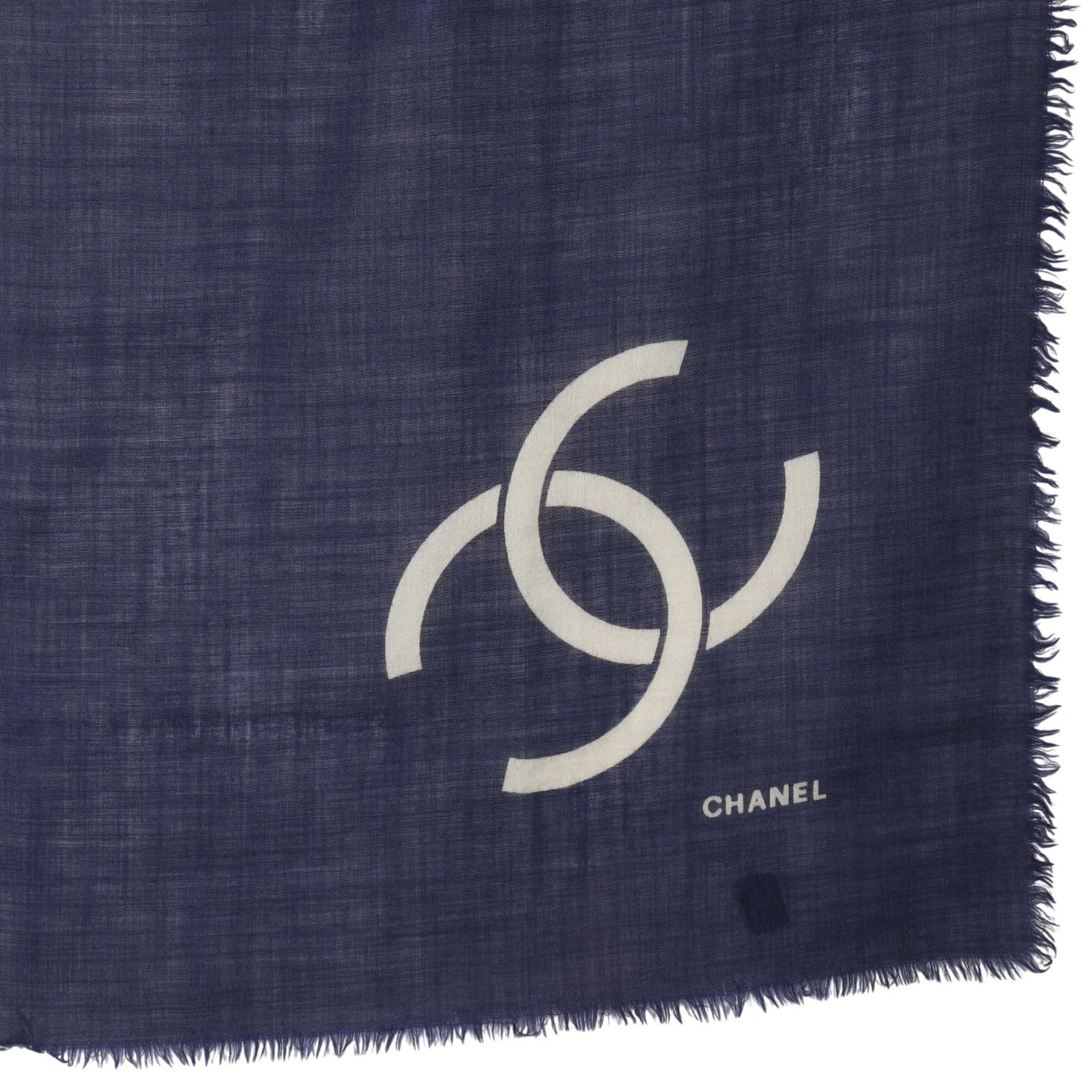 CHANEL】シャネル ココマーク シルク 紺 レディース スカーフ - メルカリ