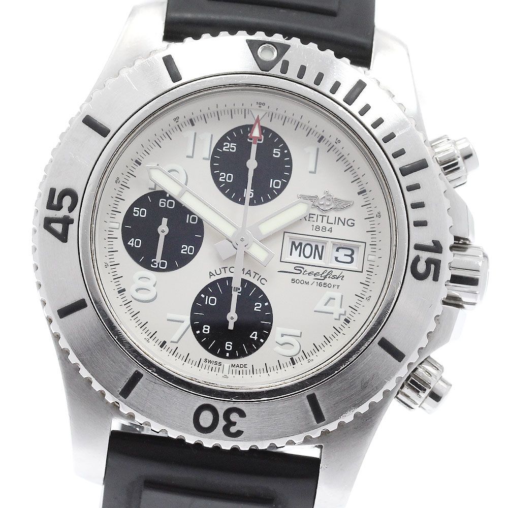 ブライトリング BREITLING A13341 スーパーオーシャン スチールフィッシュ デイデイト クロノグラフ 自動巻き メンズ 箱・保証書付_962980