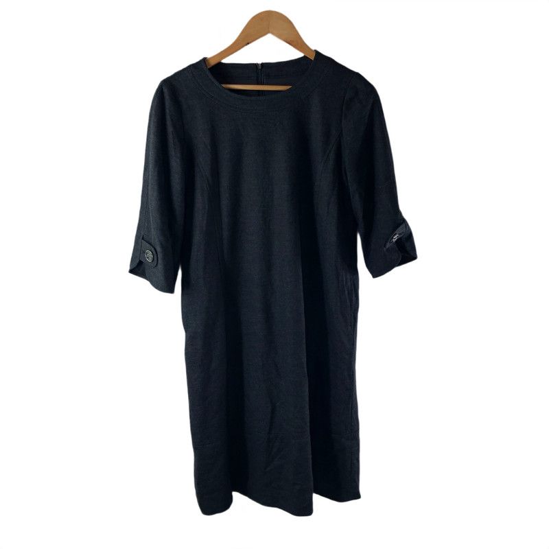 レリアン leilian ワンピース ロング 袖ボタン バックファスナー 裏地付き 日本製 ダークグレー 9サイズ 997674 5,600円