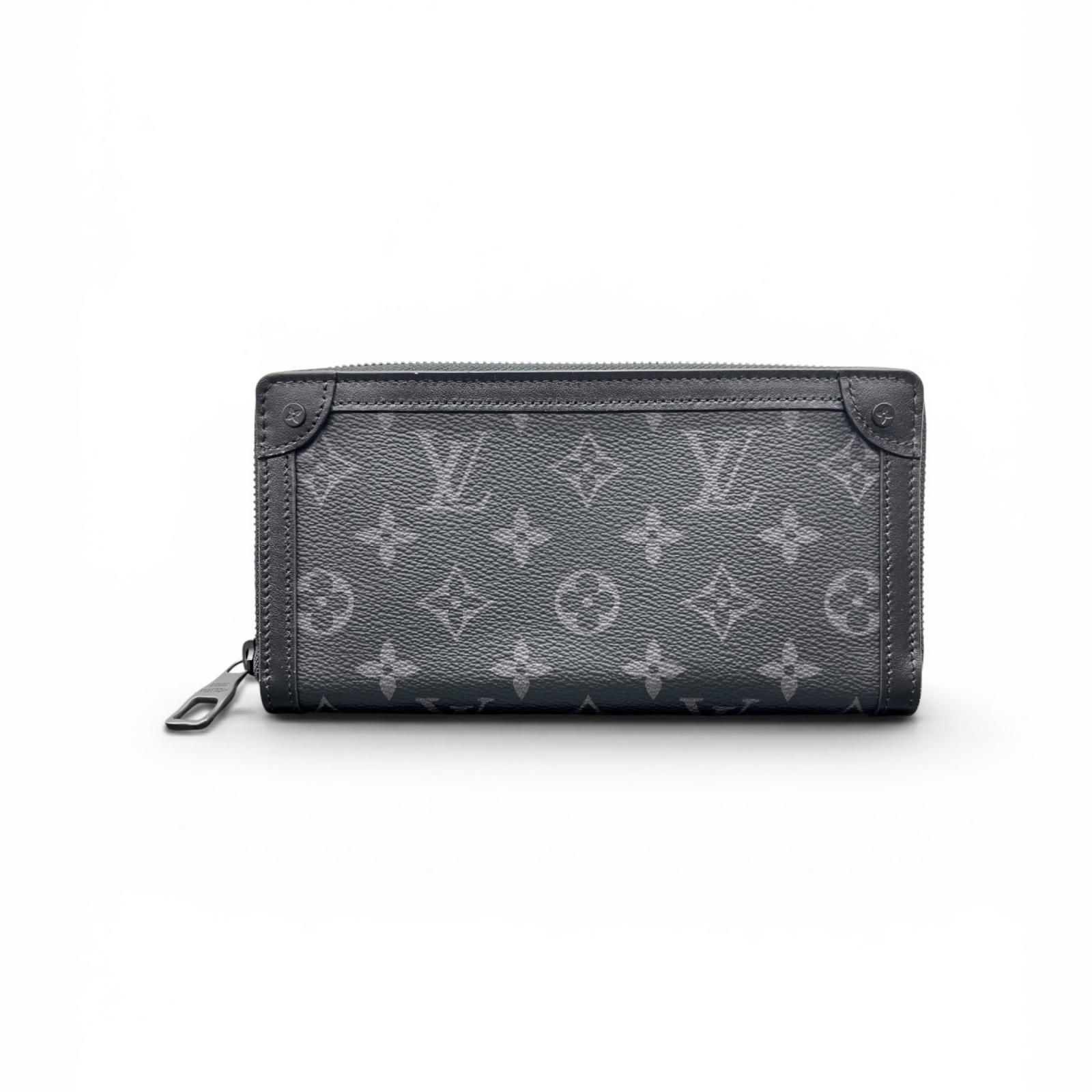 LOUIS VUITTON 極美品 ルイヴィトン トランク ジッピーウォレット モノグラムエクリプス ラウンドファスナー長財布 M80558 PVC レザー RFID確認済 ブラック LV Aランク 中古 鑑定済 ヴィトン財布