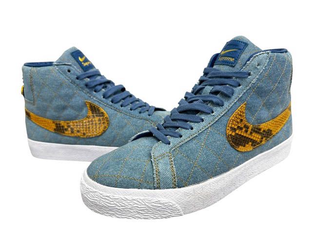 シュプリーム SUPREME ×NIKE SB ナイキ エスビー ZOOM BLAZER MID QS 2 ブレーザー ミッド デニム DX8421-400 26 インディゴ ブルー ブランド古着ベクトル 中古☆AA★▲■260714