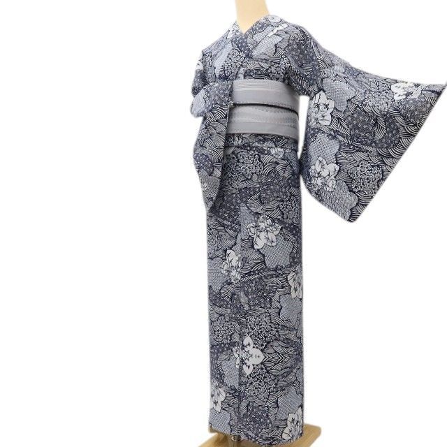 百華❀Y5277◇洗える夏着物 桔梗 菖蒲 綿 手縫い仕立て 浴衣 - メルカリ