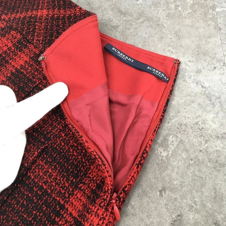 極美品 BURBERRY LONDON スカート 36 S チェック柄 レッド 日本製 478
