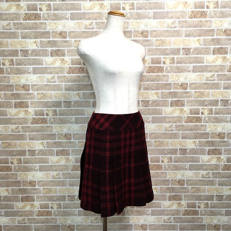 極美品 BURBERRY LONDON スカート 36 S チェック柄 レッド 日本製 478