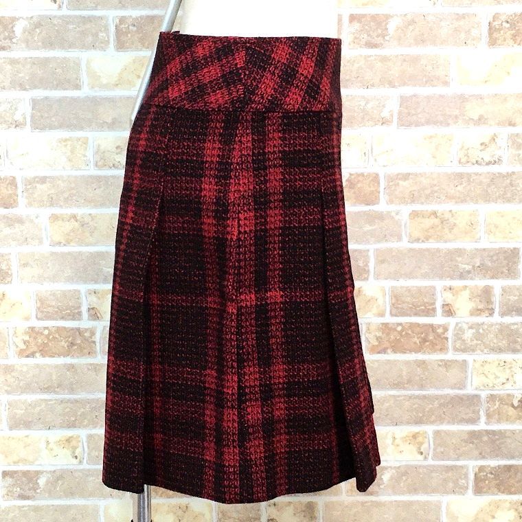 極美品 BURBERRY LONDON スカート 36 S チェック柄 レッド 日本製 478