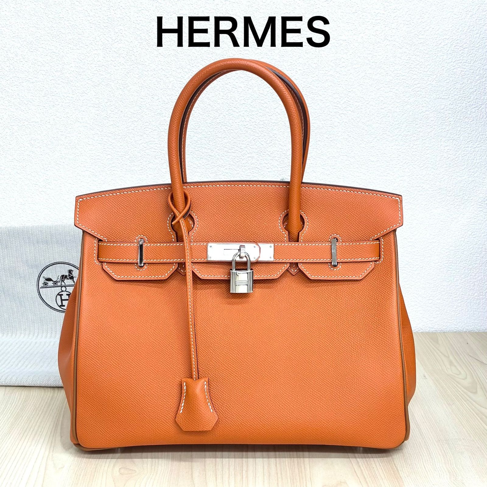 【エルメス HERMES】超希少新品！バーキン30 シルバー金具 馬蹄刻印！トゴ レザー オレンジ