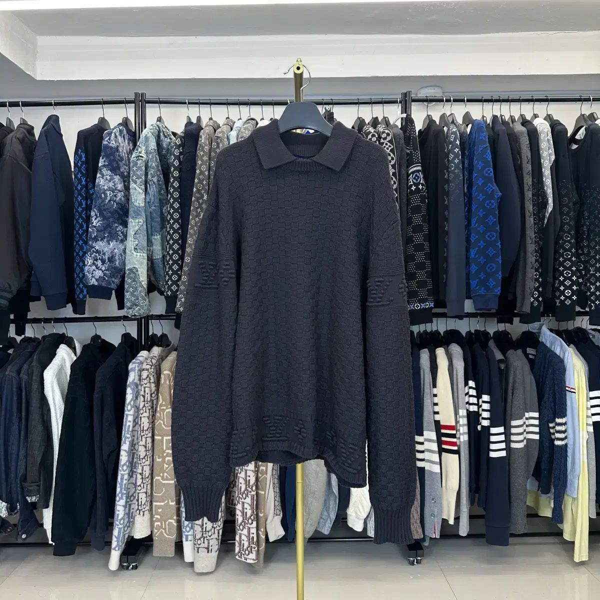 (百貨店購入)(M) ルイヴィトン ダミエ ウール ブレンド プルオーバー ニット