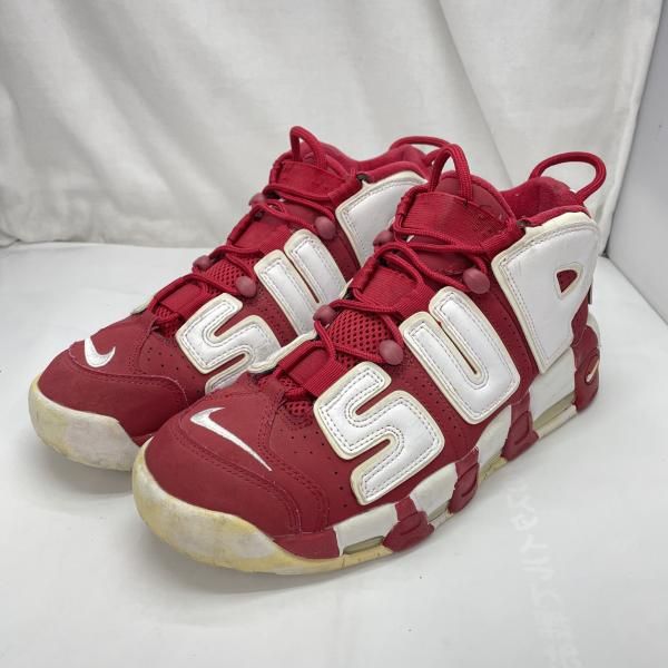 【中古】NIKE×Supreme AIR MORE UPTEMPO Red 27.5cm 902290-600 箱あり ナイキ[91]