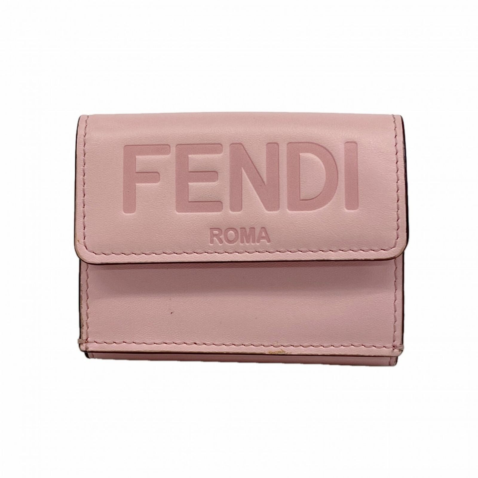 フェンディ(Fendi) フェンディ 三つ折り財布 レザー ピンク レディース