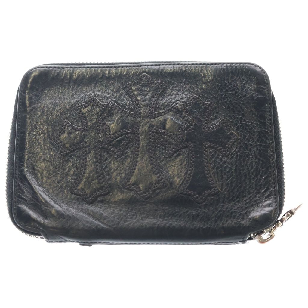 CHROME HEARTS (クロムハーツ) BANK ROBBER バンクロバー クロスパッチ付きレザー財布