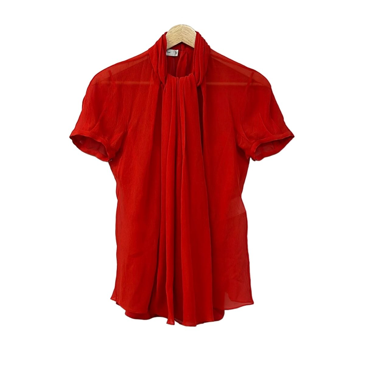 DIOR/ChristianDior(ディオール/クリスチャンディオール) 半袖カットソー サイズI 42 レディース美品 - レッド シルク