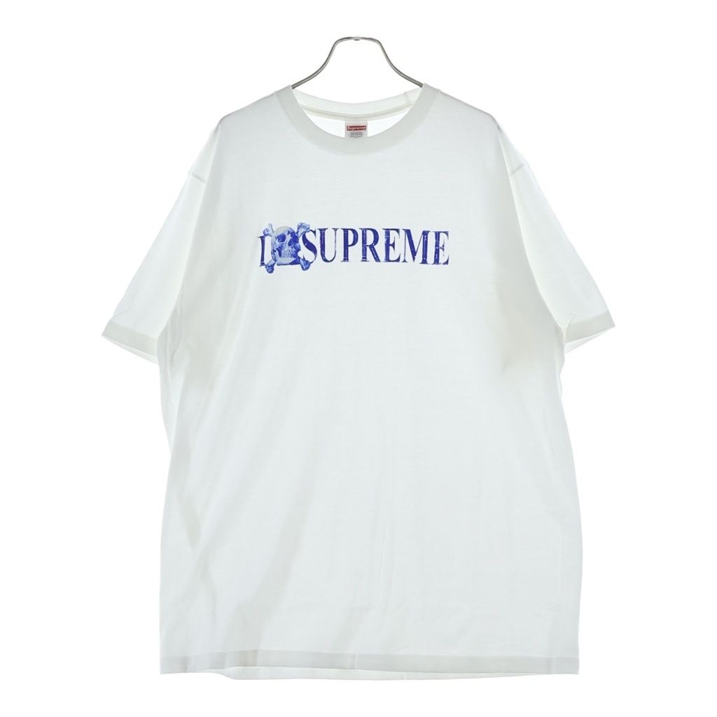 SUPREME (シュプリーム) 25AW Skull Tee スカルプリントクルーネック半袖Tシャツカットソーホワイト