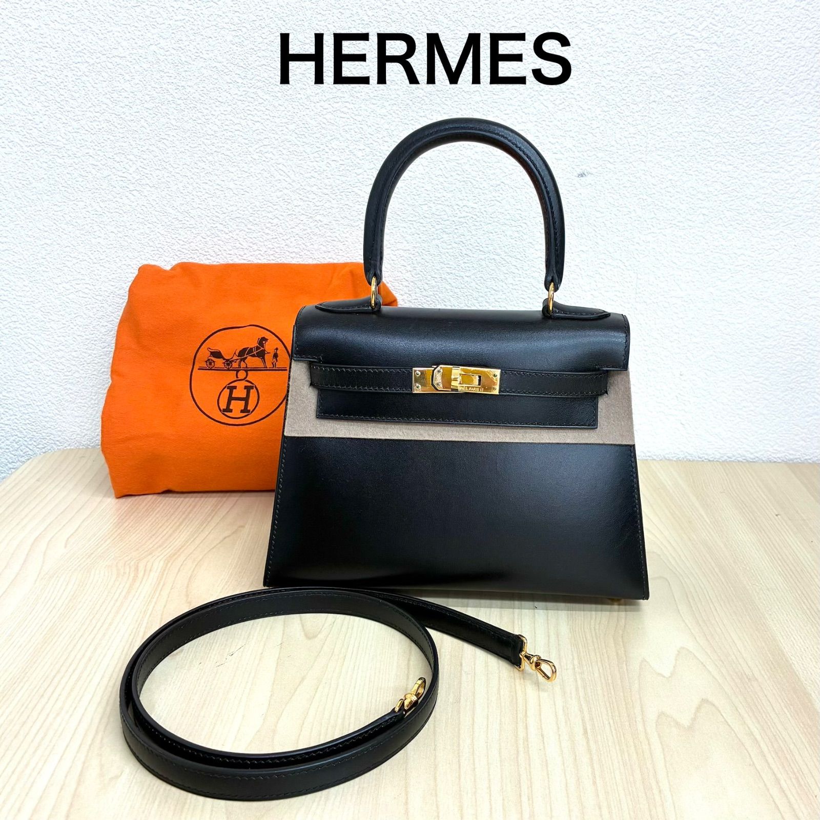 【エルメス HERMES】極美品！ミニケリー20 ◻︎F刻印 2wayハンドバッグ ボックスカーフ ブラック ⭐︎