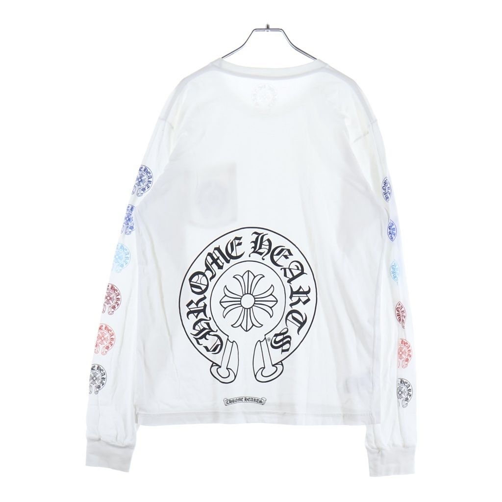 CHROME HEARTS (クロムハーツ) Multi Color Horseshoe L/S T-shirt マルチカラー ホースシュー クルーネック長袖Tシャツカットソー ホワイト