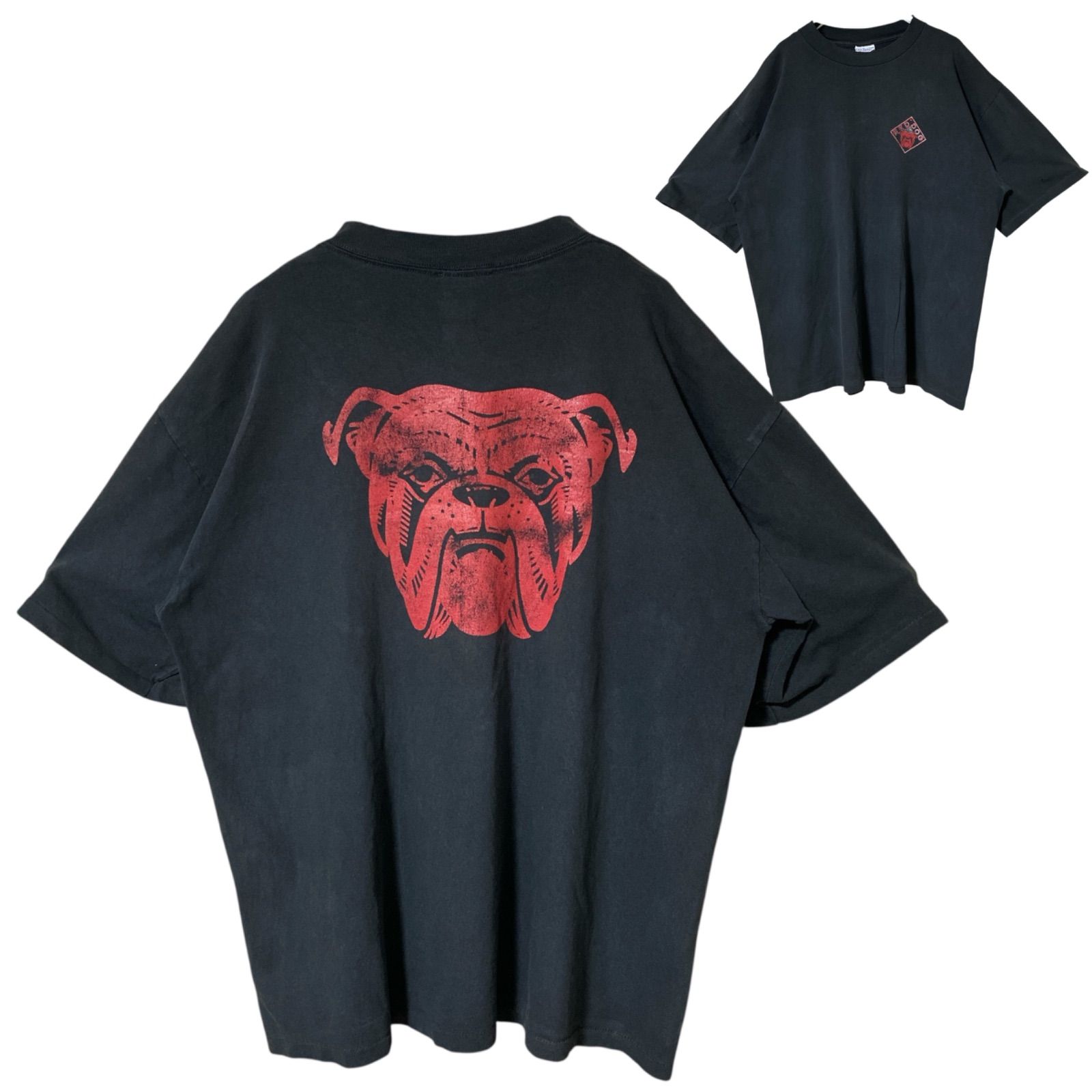 CHM USA製 BULLDOG ブルドッグ バックプリント シングルステッチ ヴィンテージ Tシャツ ブラック メンズ レディース ユニセックス 古着