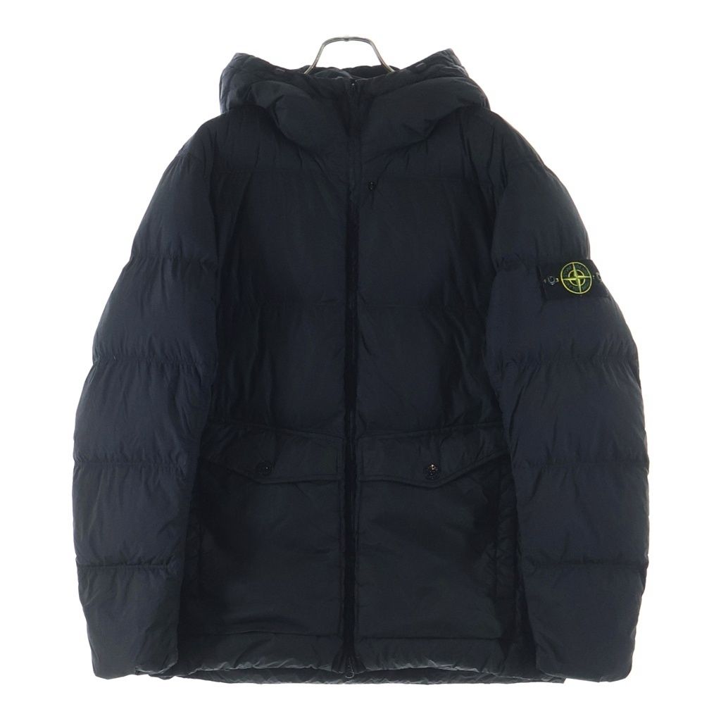 STONE ISLAND (ストーンアイランド) 25AW LOGO PATCH DAWN JACKET 袖ロゴパッチ フーデッド ジップアップ ナイロンダウンジャケット ブラック K2S154100011