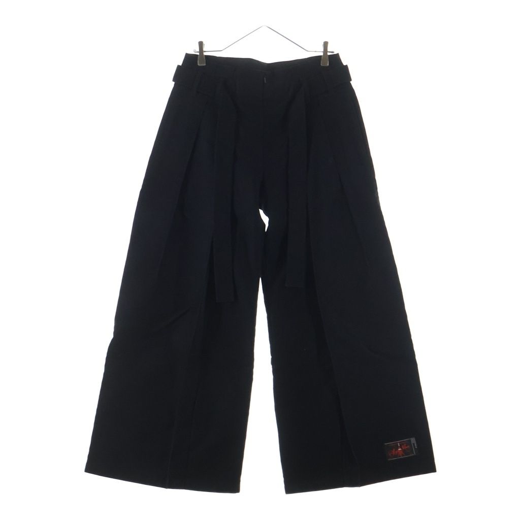 NO BRAND (ノーブランド) SYU MAN 【シュウ マン】 23AW ベルテッドタックワイドスウェットパンツ ブラック AD-B23aw-10