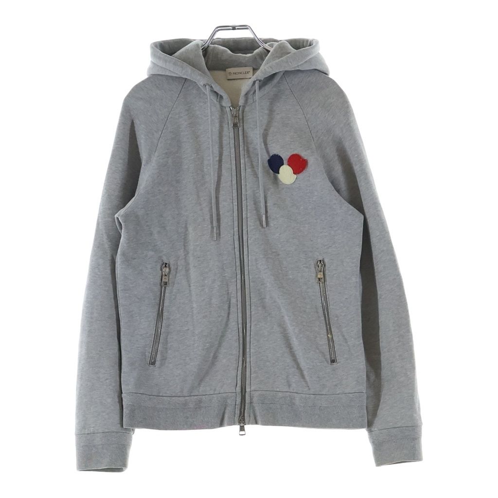 MONCLER (モンクレール) 17AW トリコロール ワッペンロゴ ジップアップ スウェット パーカー フーディー グレー C20918400000