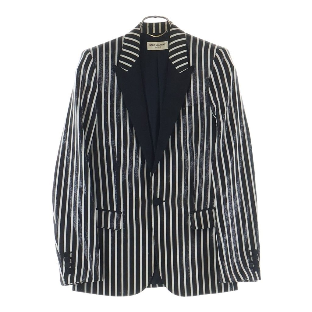 SAINT LAURENT PARIS (サンローランパリ) 13AW ストライプ柄 コーティング テーラードジャケット ブラック/ホワイト 310542 YUN59