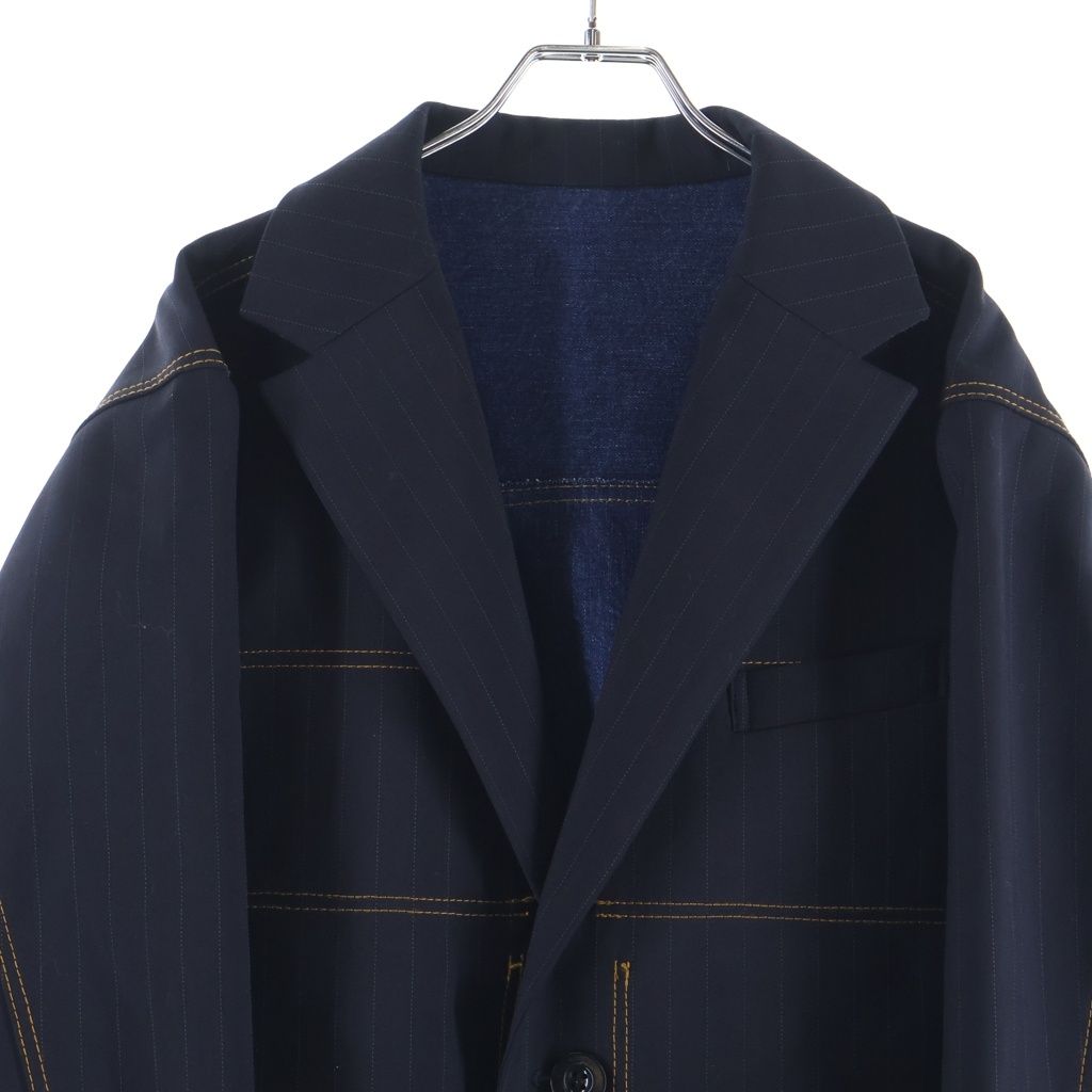 Sacai (サカイ) 24SS CHALK STRIPE BONDING JACKET 裏地デニム切り替え