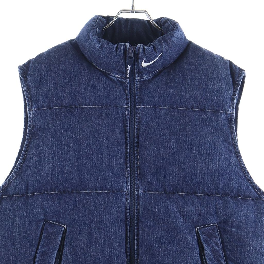 SUPREME (シュプリーム) ×NIKE Denim Puffer Vest FQ0323-010 ロゴ