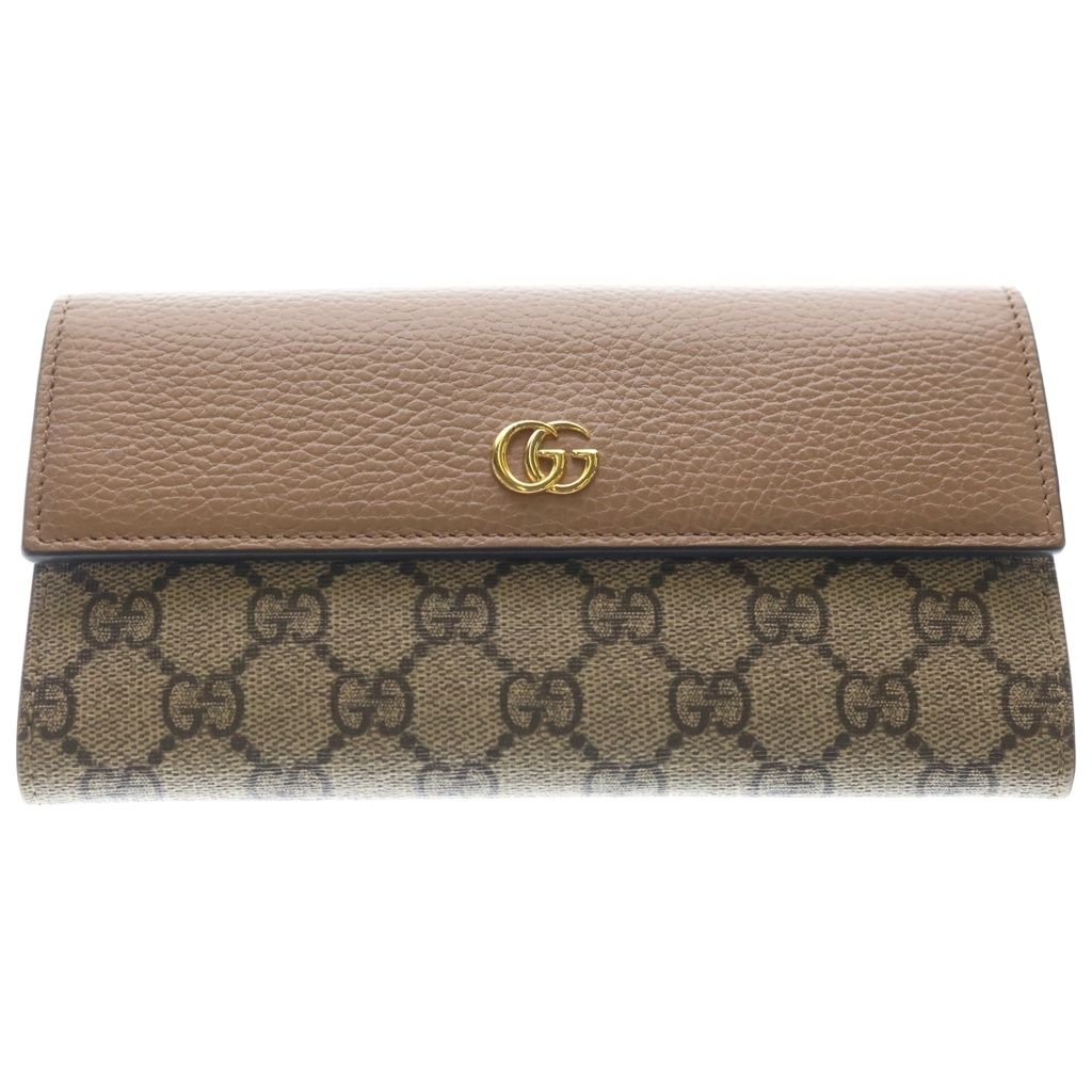 GUCCI (グッチ) GGスプリーム コンチネンタルウォレット ロングウォレット 長財布 ベージュ PVC×レザー 456116 ゴールド金具